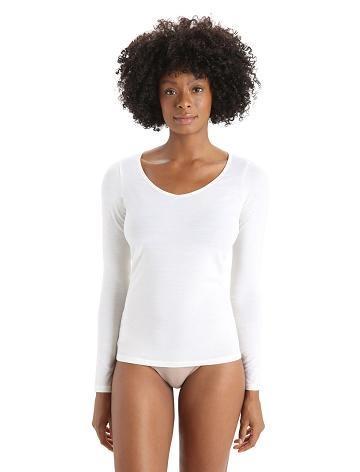 Dámské Spodní Prádlo Icebreaker Merino Siren Long Sleeve Sweetheart Top Bílé | CZ 1258YXFU